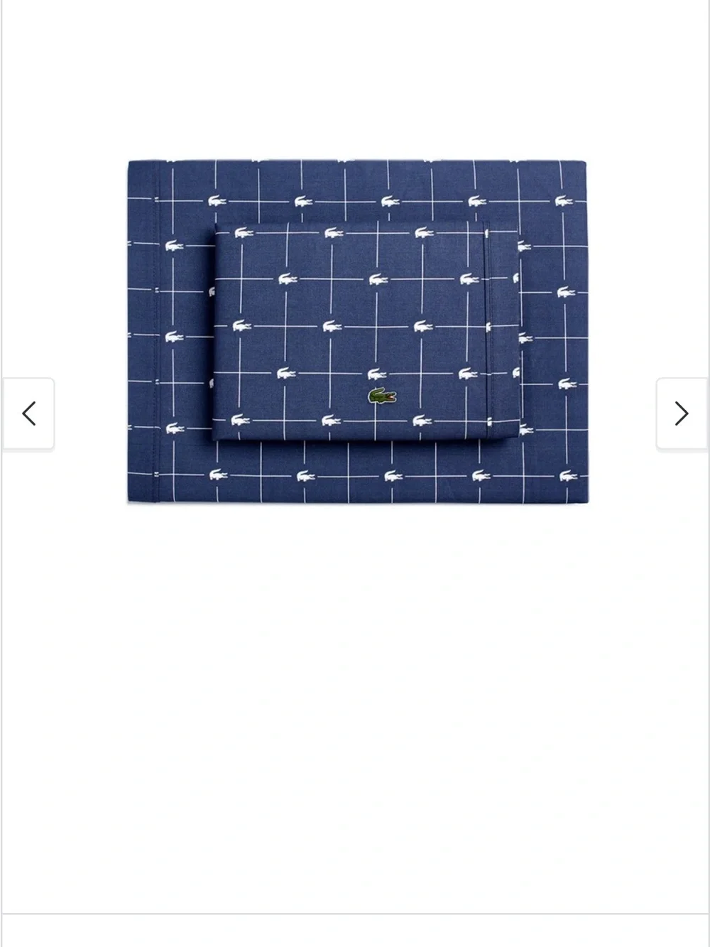 Lacoste Navy Grid & Crocodile Motif Queen Sheet Set